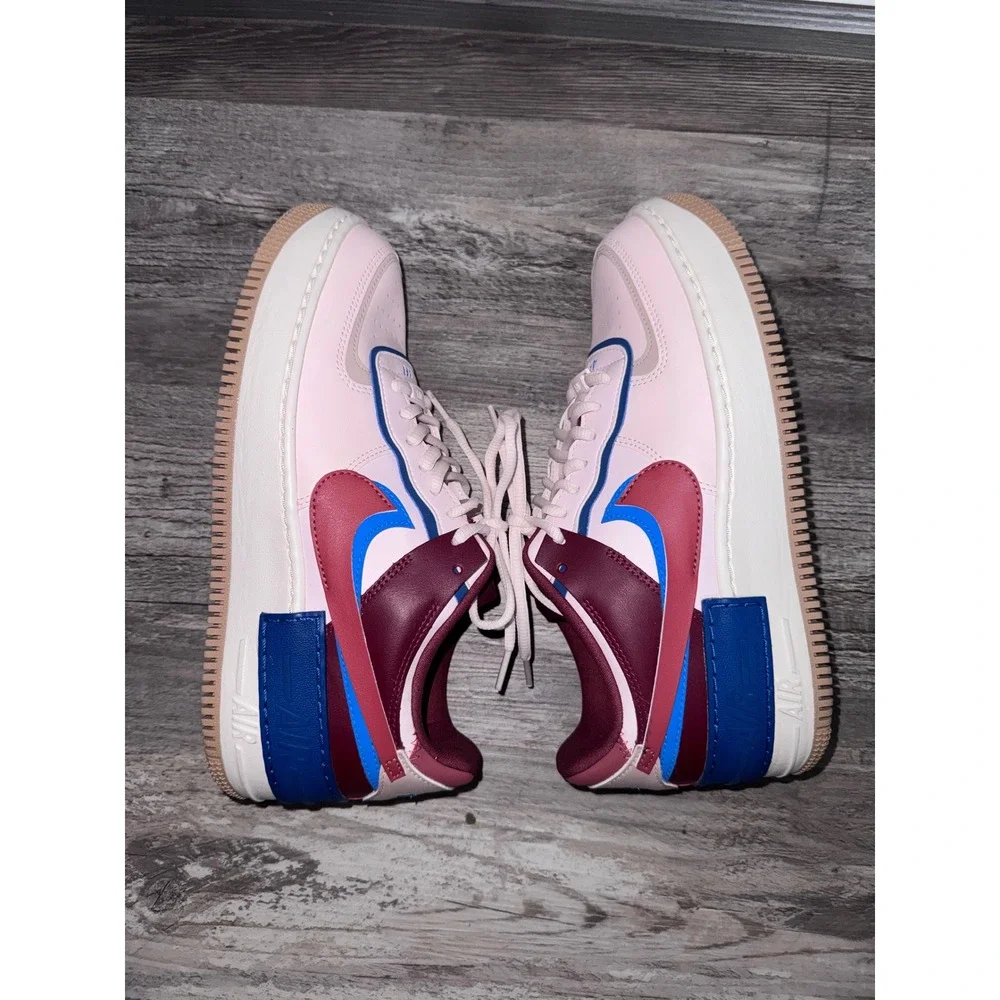 Nike Air Force 1 Shadow Pink Red Blue Womens Sneakers CU8591-600